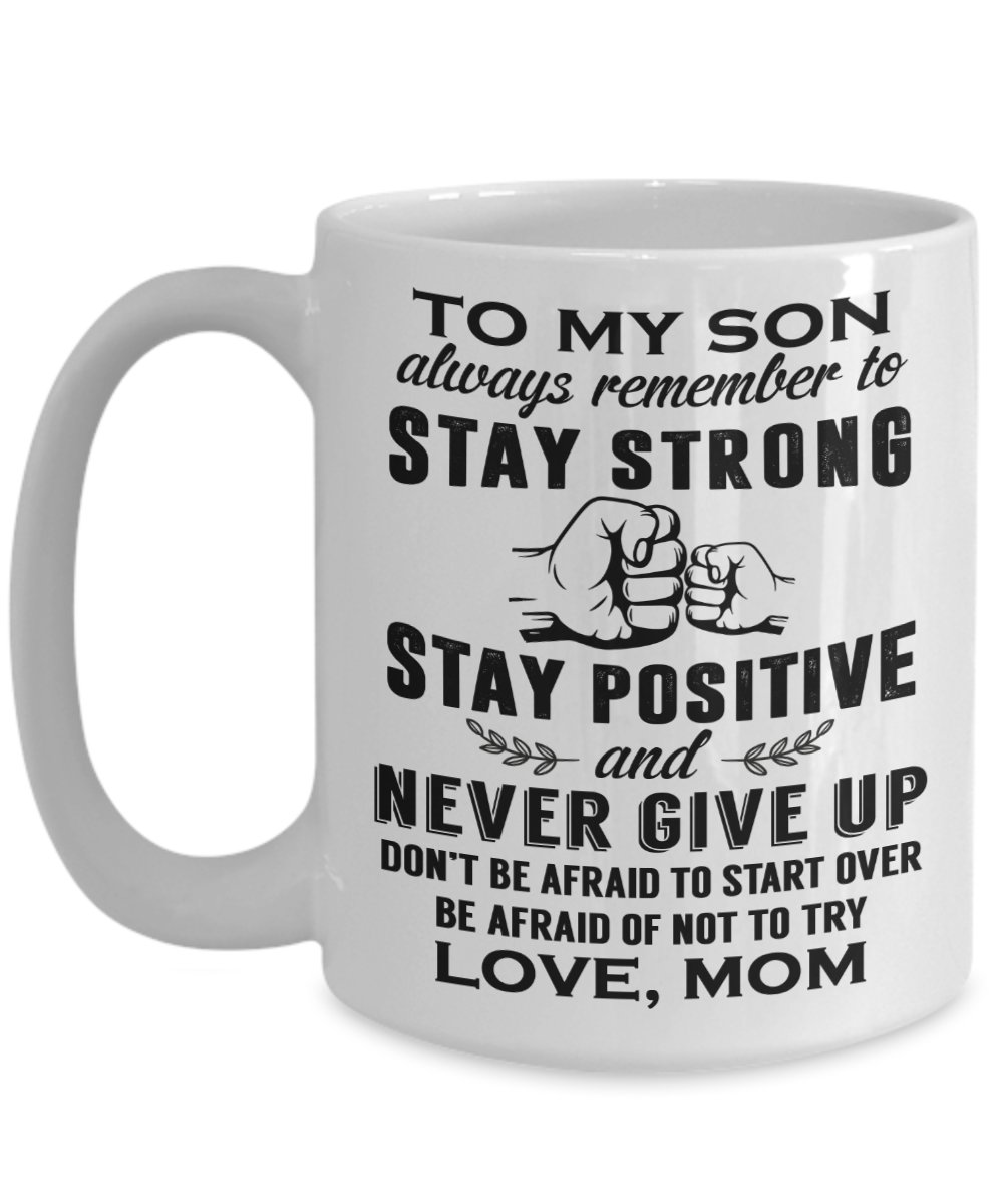 Great Mom To My Son Tea Cup, Graduation Present Birthday Gift from Mother Mama