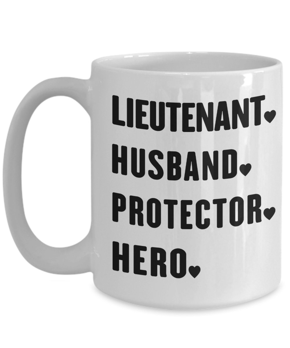 Lieutenant Husband Protector Hero Coffee Mug Print - Cups for Police Firefighter