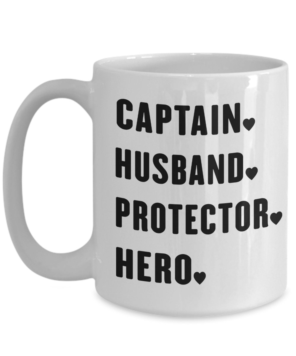Captain Husband Protector Hero Coffee Mug Print - Police Colonel Firefighter Cup