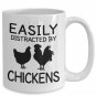 Farmer Tea Cup Gift Idea - Easily Distracted By Chickens Funny Coffee Mug Print