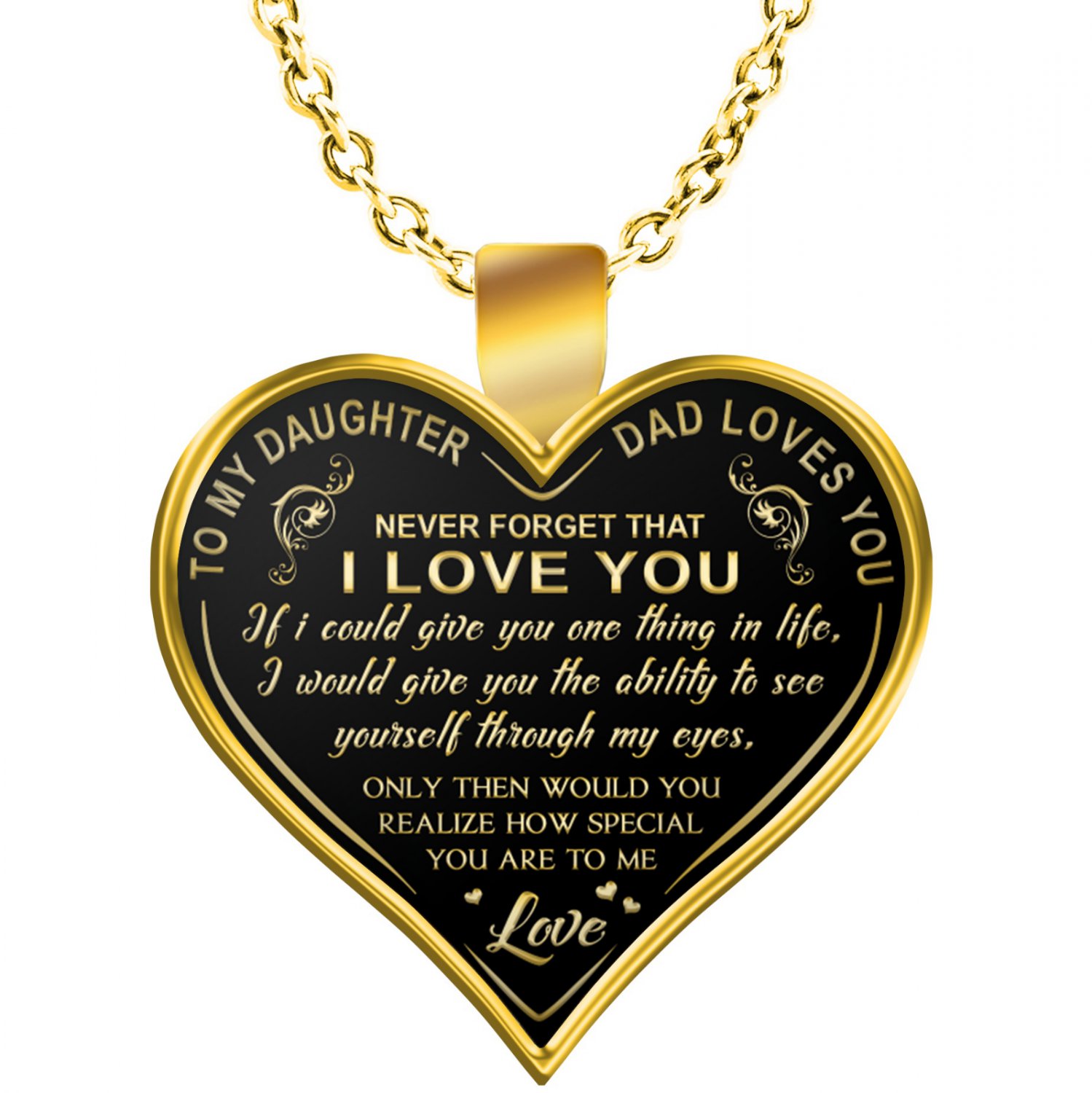 Gift For Daughter From Dad Daddy Father - Never Forget That I Love You Necklaces