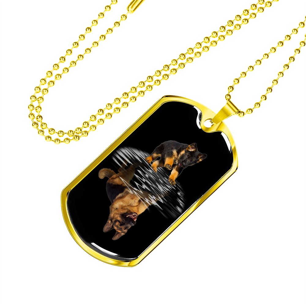 Father's Day - Birthday Gift Gold Dog Tag For Dad Mom Mother Grandpa GSD Pet Lovers