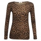 Women's Brown Leopard Print Long Sleeve Top Size M/L