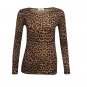 Women's Brown Leopard Print Long Sleeve Top Size M/L