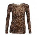 Women's Brown Leopard Print Long Sleeve Top Size XL
