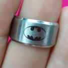 Unisex Stainless Steel Brush Stainless Batman Ring Size "5"