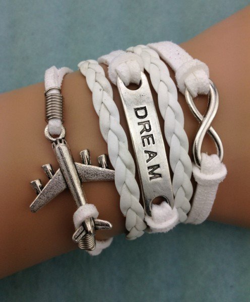 infinity bracelet dream airplane leather