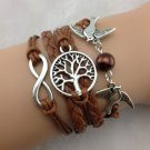 Infinity , Wish Tree & Couple bird Charm Bracelet--Antique Silver Bracelet