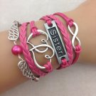 nfinity handmade bracelet.metal charm,wax cord,leather bracelet ,fashionable jewerlly bracelet