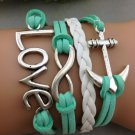 Mint green anchor bracelet,infinity bracelet, Birthday gift