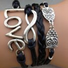 he owl,Is infinite,LOVE,gifts, wax line, woven leather, antique silver, the maid of honor