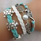 Seahorse, Wings & Pearl and Turtles,Tortoise Charm Bracelet in Silver - Cashmere