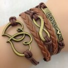 love bracelet--Double heart--Where there is a will, there is a way Wax Cords and Leather Braided