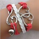 Telesthesia bracelet, heart with heart bracelet, musical note bracelet,a retro silvery bracelet