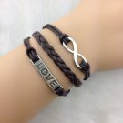 Infinity bracelet,love bracelet,Wax Cords and Imitation Leather Bracelet