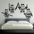 Lego Teenage Mutant Ninja Turtles (All 4) Children's Bedroom Decal Wall Sticker