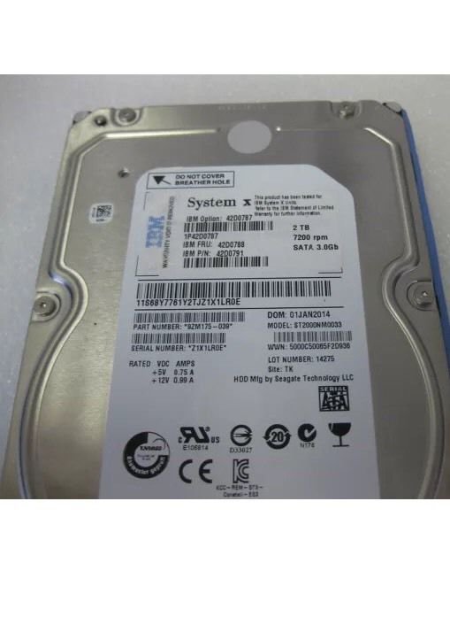 42D0787 IBM 2TB 7.2K LFF SATA 3.5'' HARD DRIVE FOR x3500 M3 x3550 M3 x3650 M3