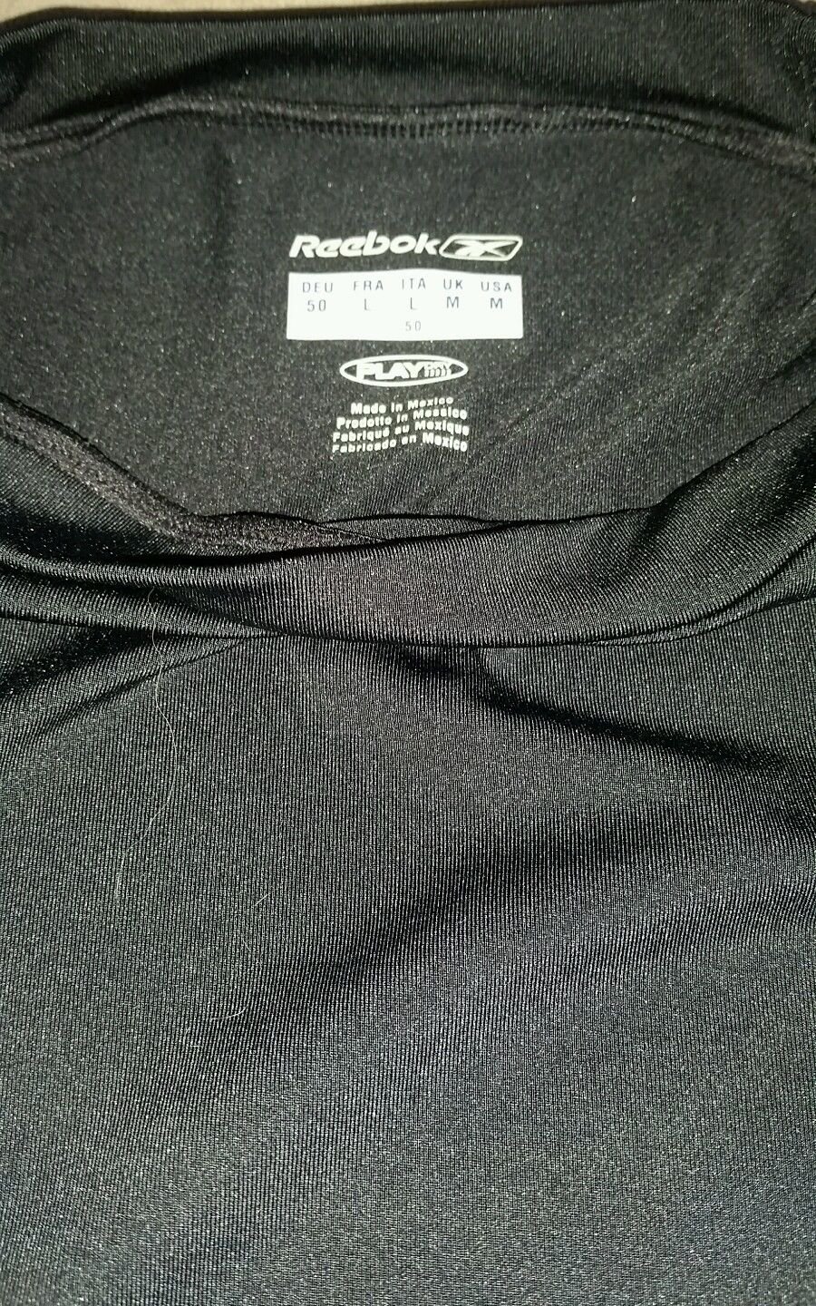 Reebok Play Dry Black Small T-Shirt Crewneck Mens