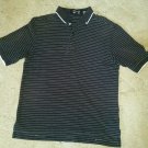 Smith And Tweed Men's Casual Golf Shirt, Black with White striping.  Size Medium