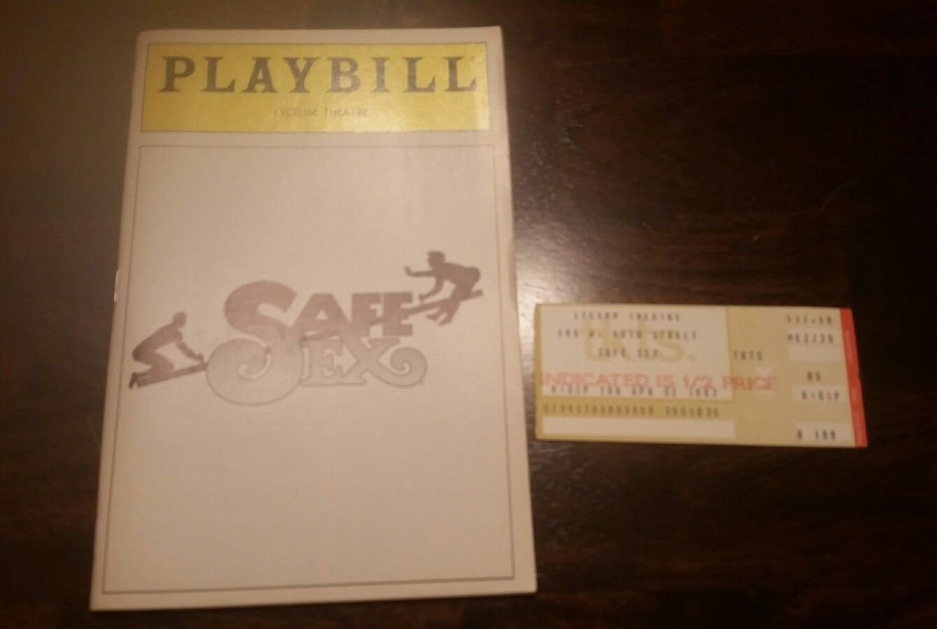 Harvey Fierstein Safe Sex Playbill. April 2, 1987 Broadway Lyceum Theater