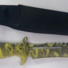 KKC Zombie Skull Camo Hunting Knife 13" Comes with a Black Sheath- Yellow