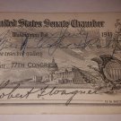 U.S. Senate Chamber Pass for the 77th Congress, 1941 Signed by Robert F. Wagner
