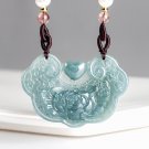 Natural Type A Untreated Blue Watery Guatemalan Jadeite Chinese Ruyi Amulet Pendant