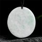 Natural Type A Moss-In-Snow Green Spotted Burmese Jadeite Horse Engraved Round Pendant