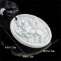 Natural Type A Moss-In-Snow Green Spotted Burmese Jadeite Horse Engraved Round Pendant