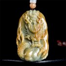 Unique Natural Type A Untreated Yellow Guatemalan Jadeite Hand Carved Dragon Pendant