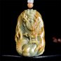 Unique Natural Type A Untreated Yellow Guatemalan Jadeite Hand Carved Dragon Pendant