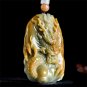 Unique Natural Type A Untreated Yellow Guatemalan Jadeite Hand Carved Dragon Pendant
