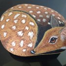 Fawn Painted Rock, Baby Animal Art Rock, Deer Painting, Fawn Rock Art, Door Stop