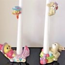 Vintage Giftco Bunny + Chick Candle Holders and Candle Huggers / Climbers 2 Pair