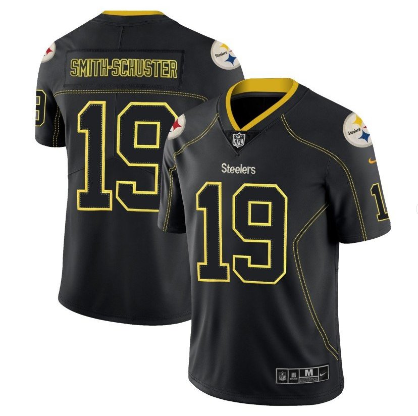 Mens JuJu Smith-Schuster steelers color rush Lights out Jersey black