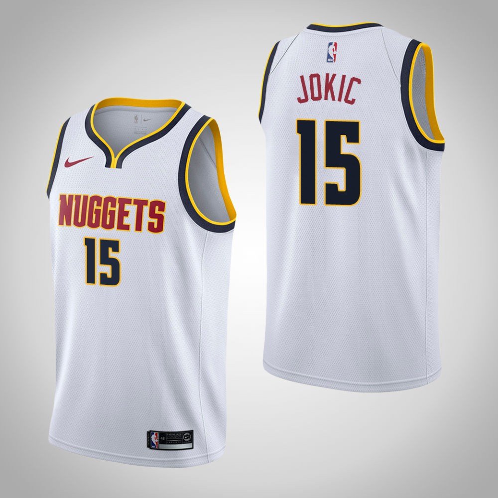Men's Denver Nuggets #15 Nikola Jokic Jersey white