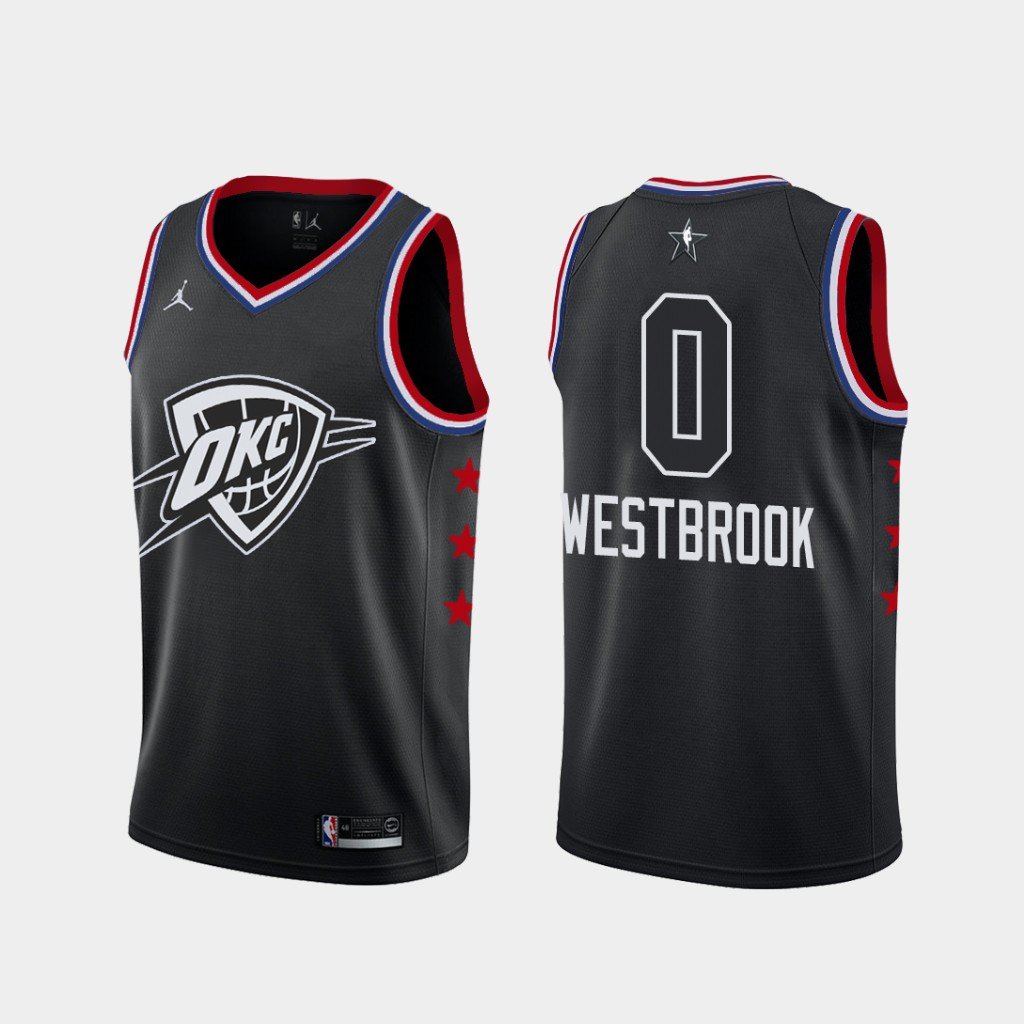 Men's OKC Thunders #0 Russell Westbrook 2019 All-Star jersey black