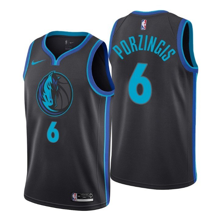 Men's #6 Kristaps Porzingis Dallas Mavericks City Edition Jersey Blue