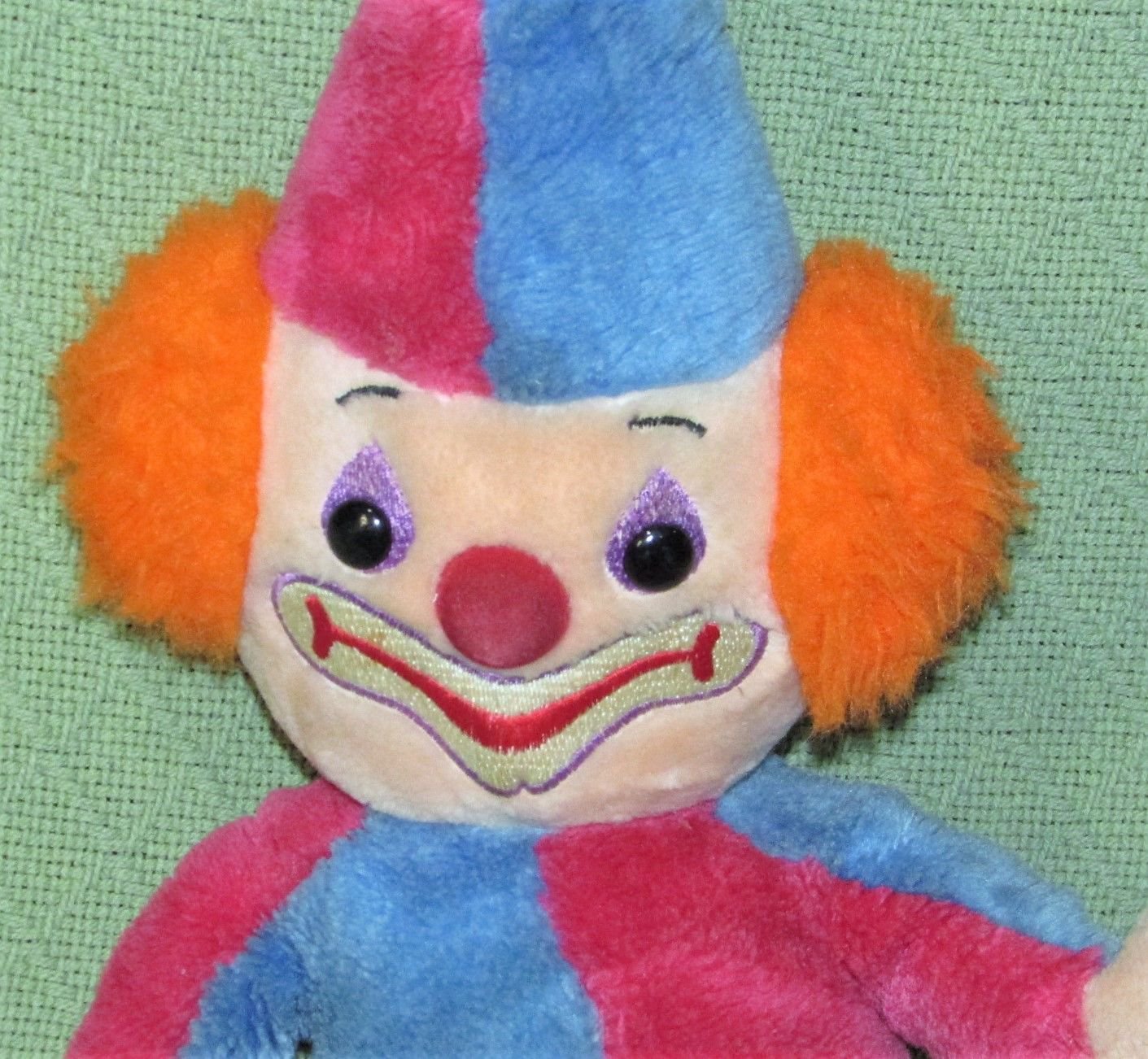 22" Vintage MIGHTY STAR CLOWN Pink Blue Orange Long Plush Stuffed