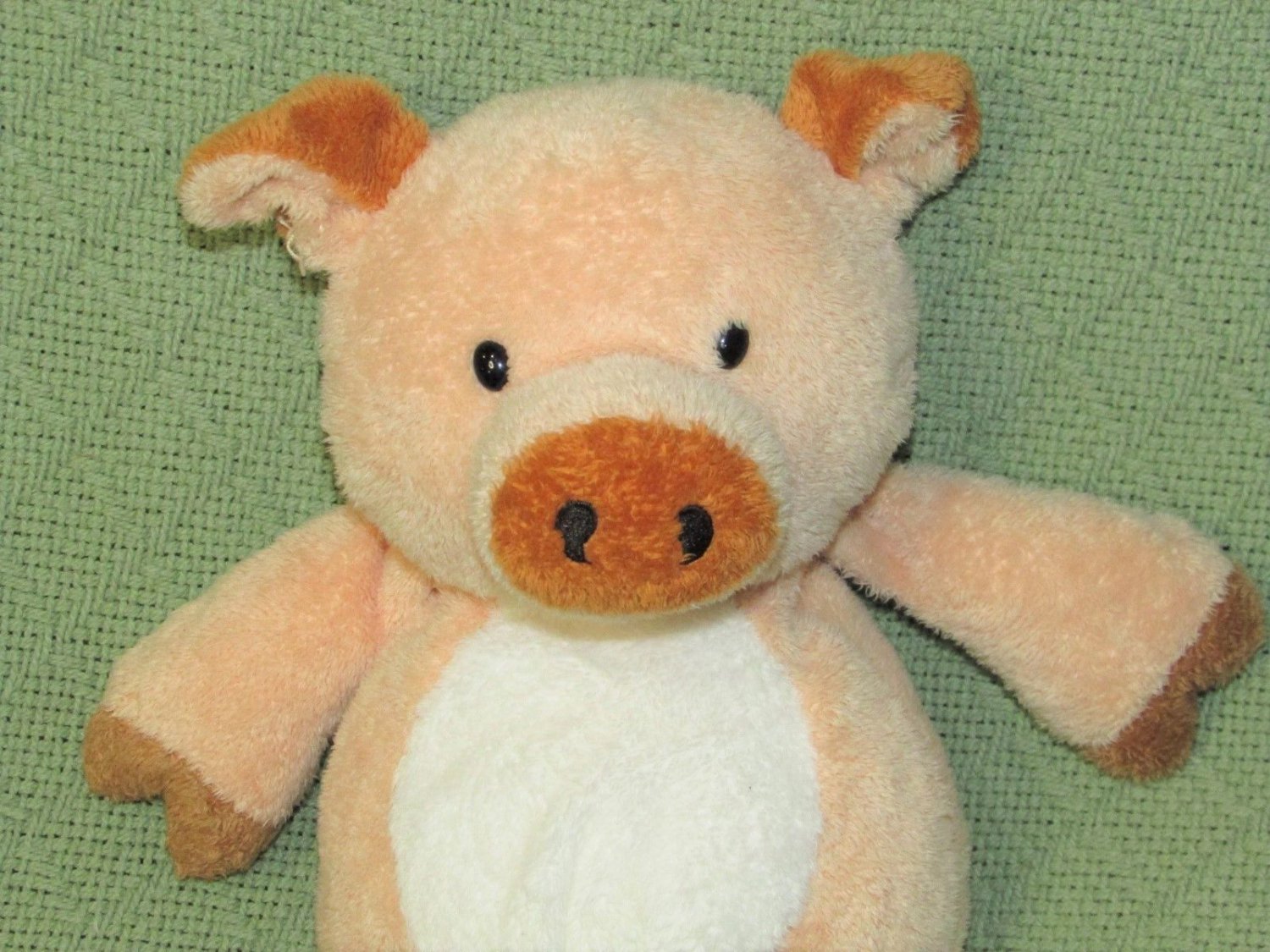 Ty Pluffies CORKSCREW PIG Plush Stuffed Baby Lovey Toy 2002 Peach Tan White 10"