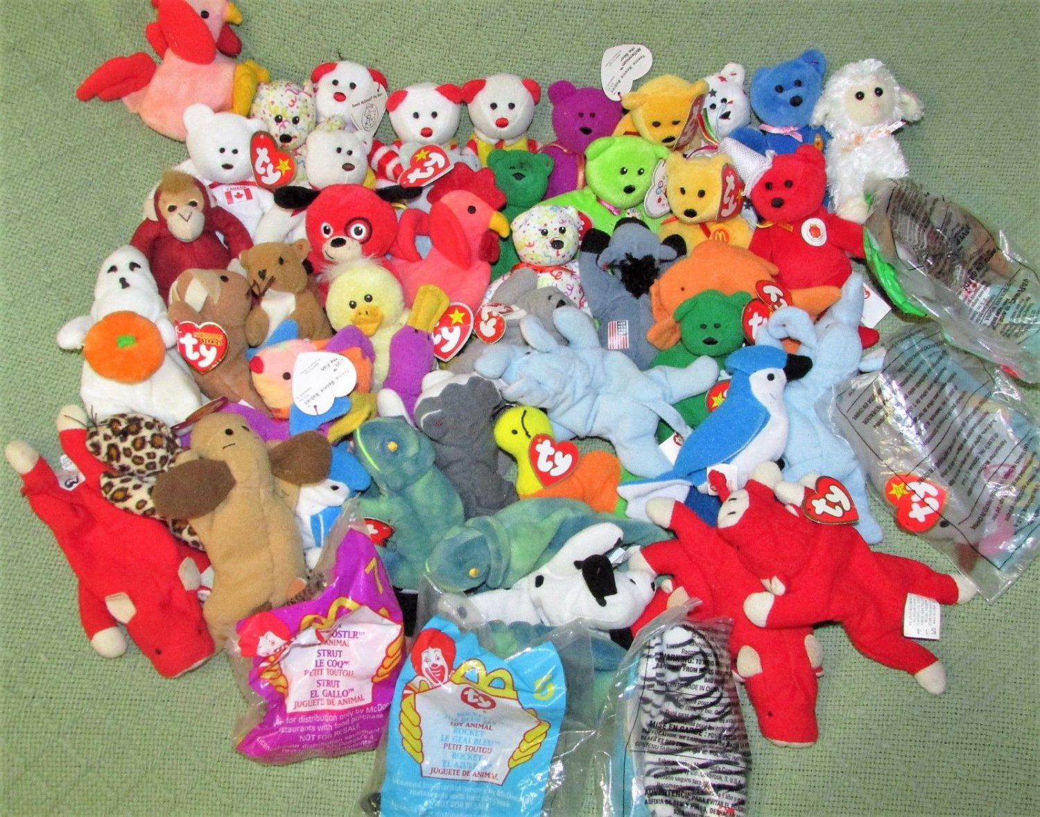 62 Ty TEENIE BEANIES BABY Beanies & JINGLE Beanies Plush Lot Some Heart ...