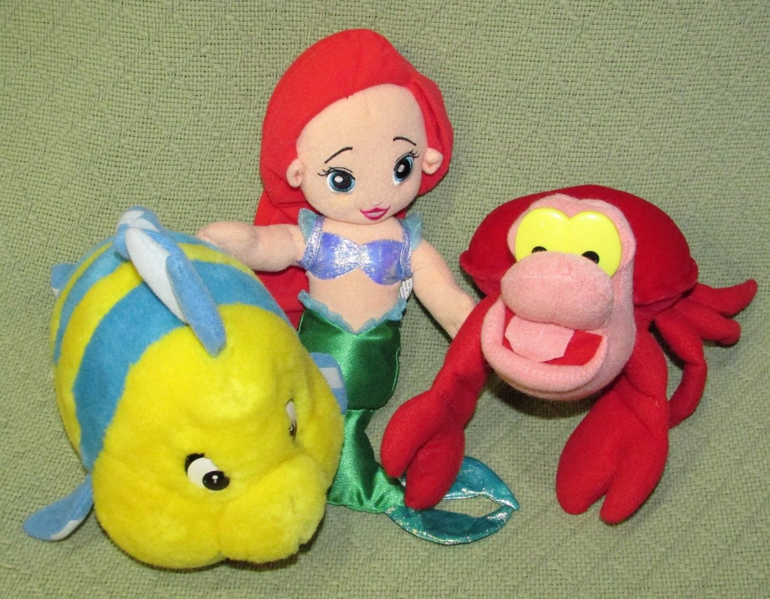 LITTLE MERMAID Plush Lot ARIEL Flounder Sebastian Disney Stuffed