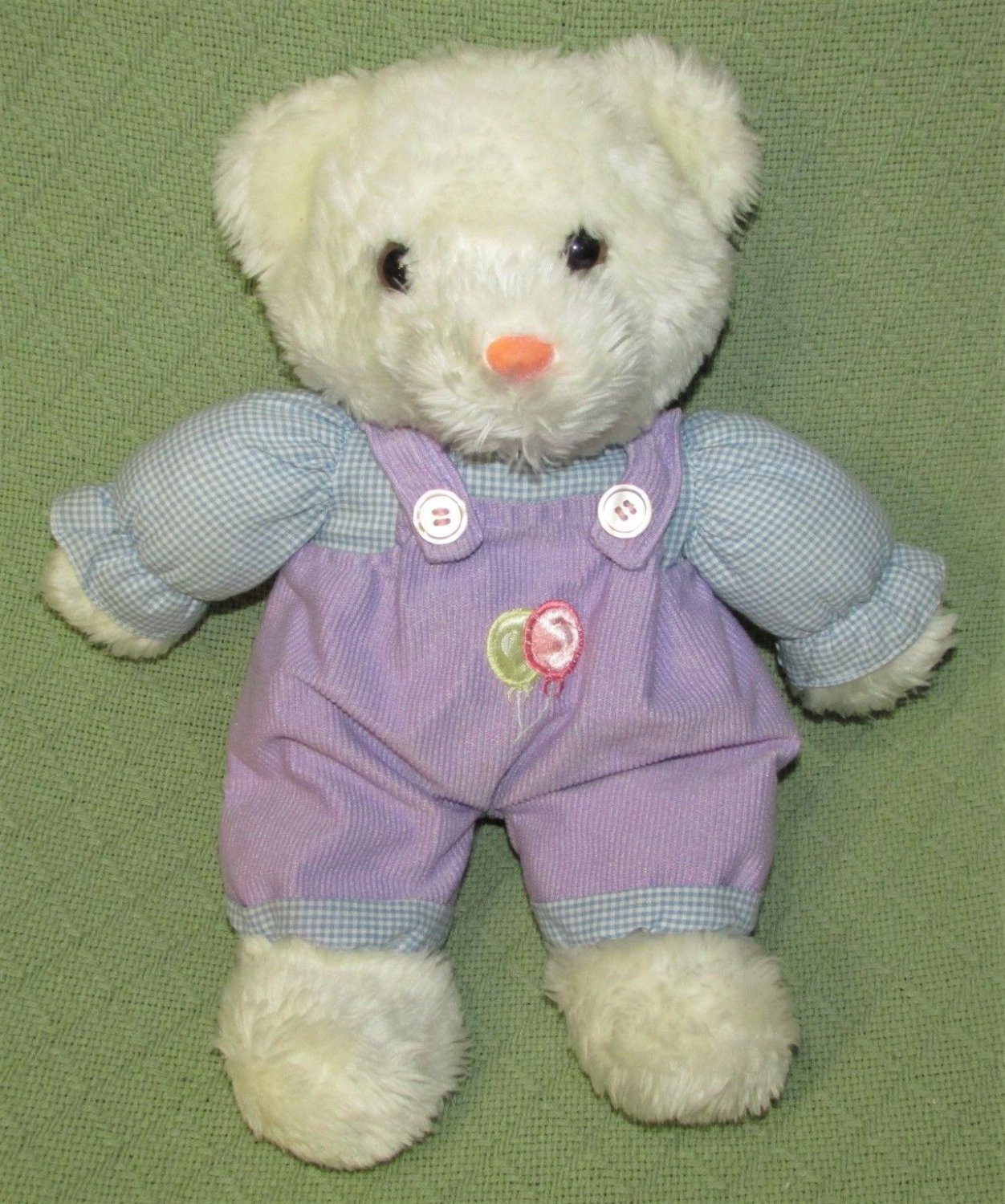 Cuddle Wit TEDDY BEAR Purple Corduroy Overalls Blue Checked Shirt WHITE ...