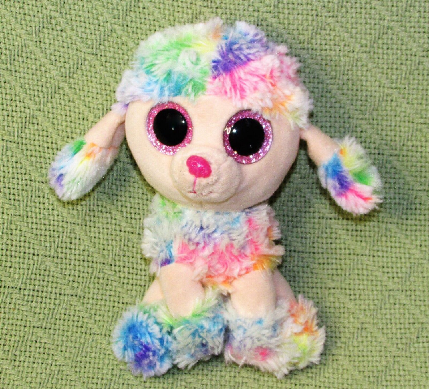 TY BEANIE BOO RAINBOW POODLE PLUSH STUFFED PUPPY DOG TYE DYE 7