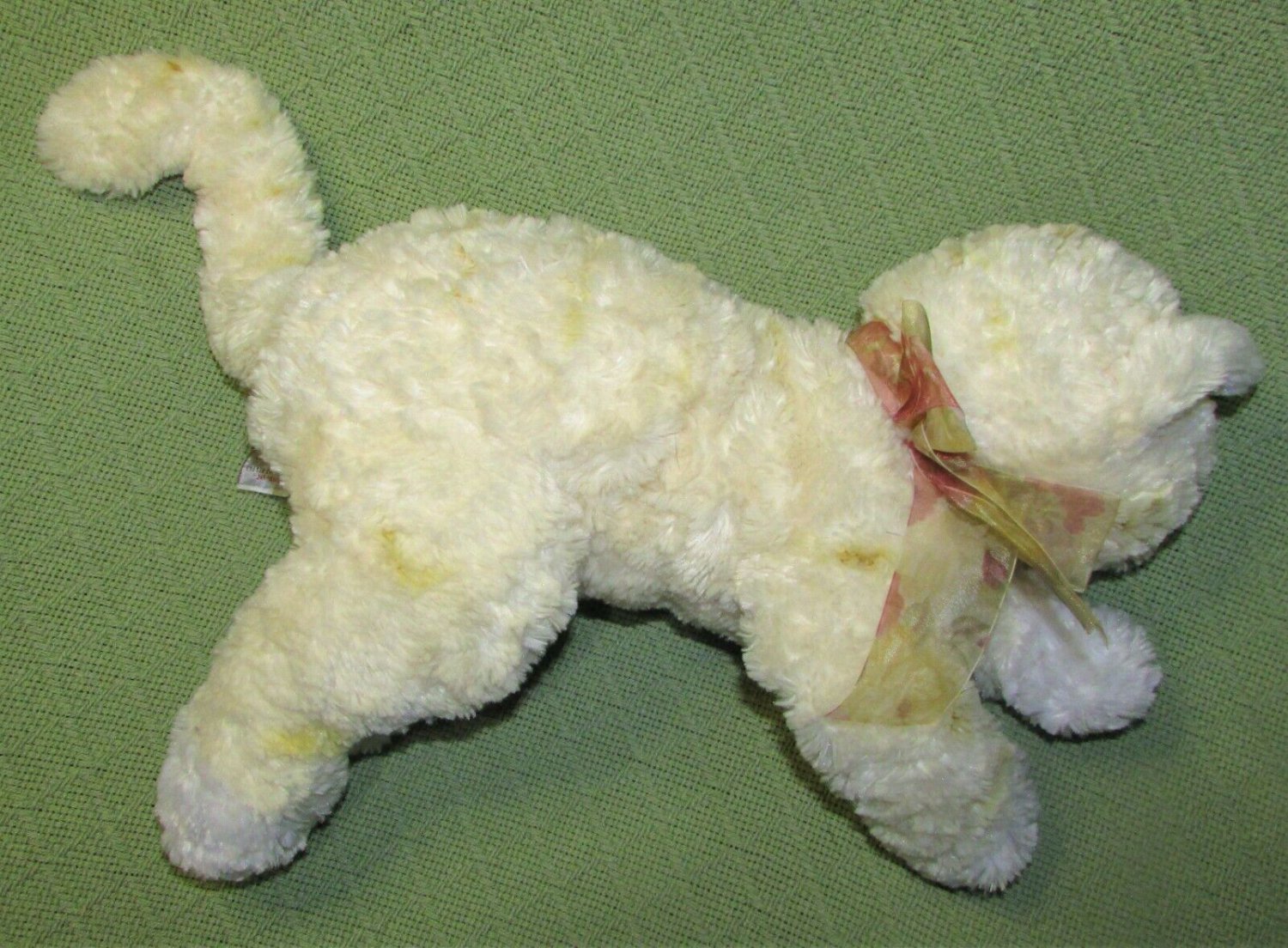 16" GUND TABBY THE CAT PLUSH STUFFED KITTY KITTEN CREAM TABBY RIBBON ...