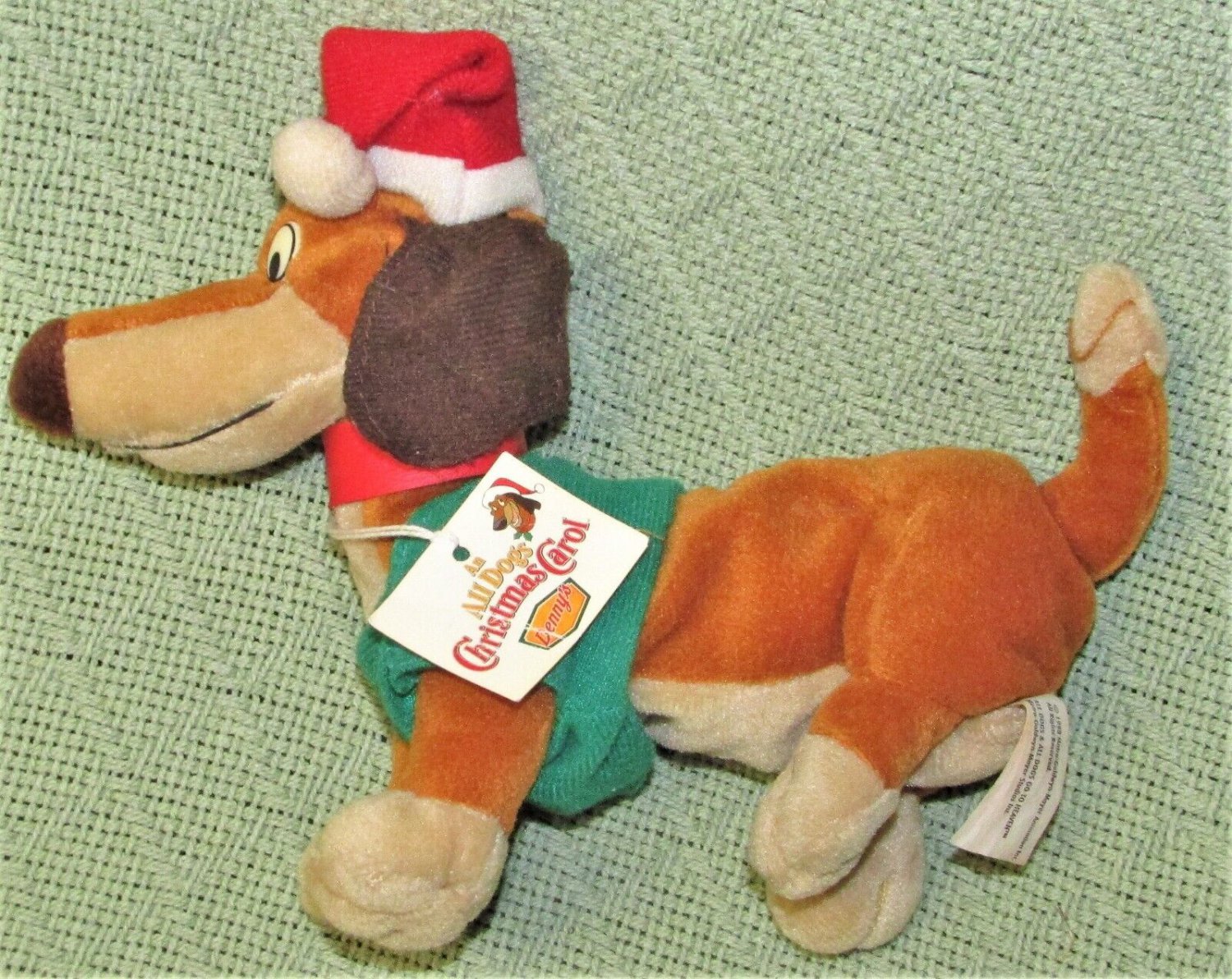 VINTAGE 1998 ALL DOGS CHRISTMAS CAROL DOG BEANBAG PLUSH DENNYS PROMO ...