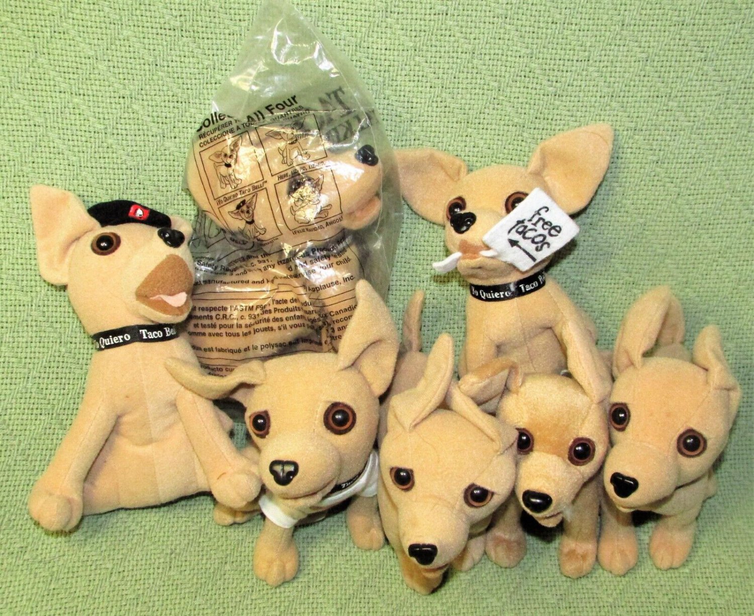VINTAGE TACO BELL DOG LOT CHIHUAHUA PLUSH YO QUIERO APPLAUSE STUFFED ...