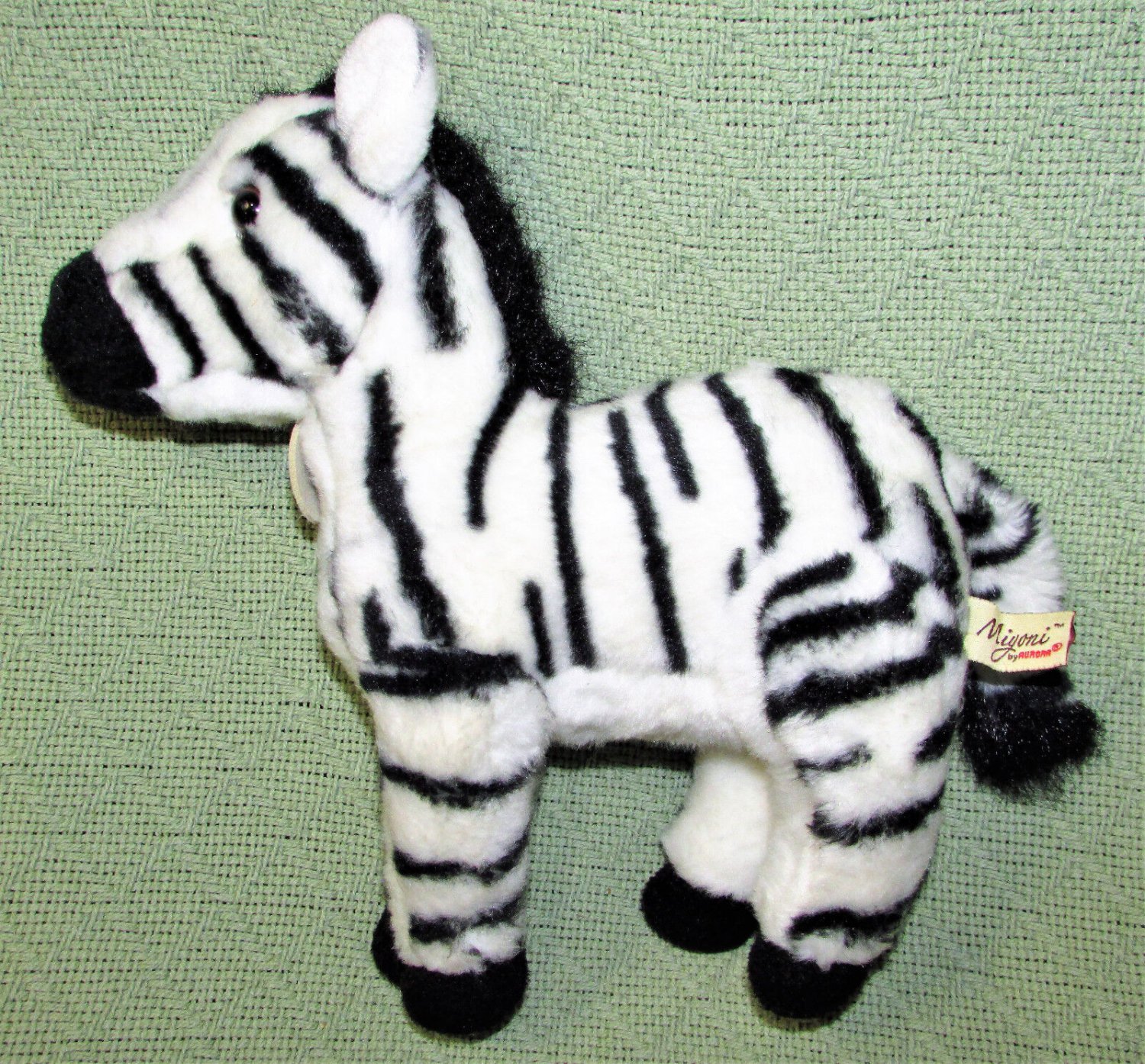 Miyoni ZEBRA Plush Stuffed Animal 10" Black White Striped Neck Tag ...