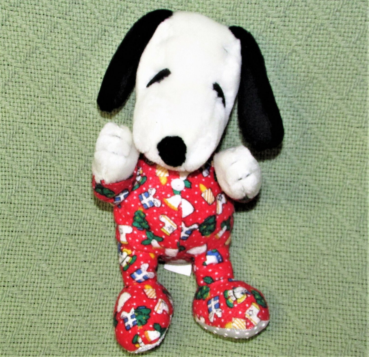 8" Applause SNOOPY Beanbag Plush Stuffed Animal Christmas Pajamas