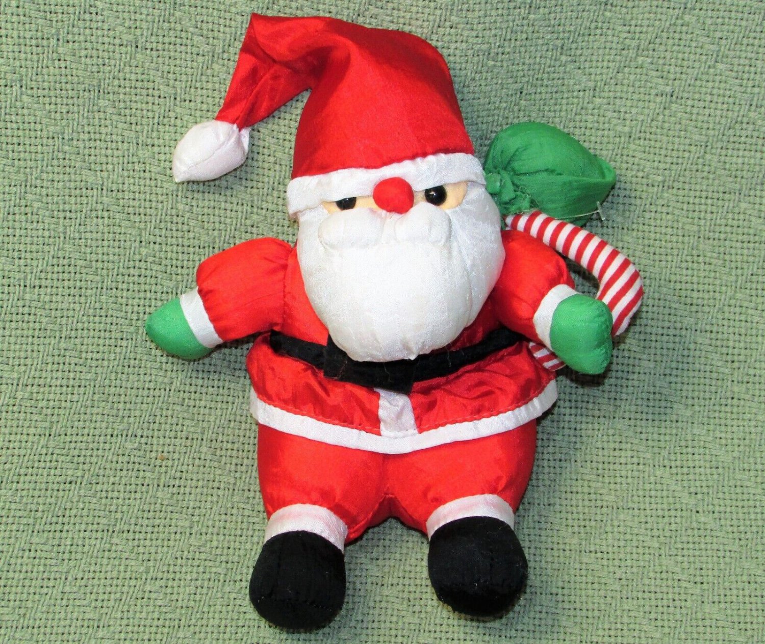 9" VINTAGE NYLON SANTA CLAUS PLUSH CHRISTMAS STUFFED ANIMAL DOLL WITH